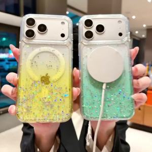 For Magsafe Gradient Glitter Sequins Magnetic Phone Case For iPhone 17 16 15 14 13 12 11 Pro Mini XR XS Max 8 7 Plus Cover Funda