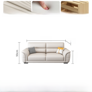 Nordic Style Genuine Top Layer Cowhide Sofa Modern Simple Straight Row Living Room Furniture Soft Sponge Filling Wooden Structure