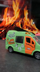 Mainan Edukasi Mobil Mobilan Blind Van Food Truck Angkut Barang Fast Food Burger City Series