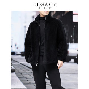 Legacy Mens Woolen Fur Coat Stand Collar Integrated Skin And Hair One Piece High End Fashion Winter Outerwear Long Sleeve