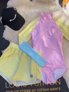 ชุดจั๊มสูทแขนยาว กางเกงขาสั้น สีแคนดี' 8518 ป้องกันแดด สําหรับผู้หญิง และนักเรียน