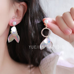 YUEJIAN Mermaid Princess Alloy Earrings in Vibrant Colors with Exaggerated Claw Design Non-Tessellated Bear and Piglet Patterns for Women
