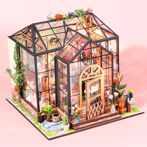 DIY Miniature Doll House Kit 3D Garden Puzzle Assemble Model Building With LED Light Decoration With Furniture Wooden Craft Gift