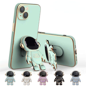 Phone Stand 6D Plating Astronaut Hidden Stand Compatible with IPhone Universal 6D Astronaut Foldable Phone Mount Finger Phone Holder Bracket
