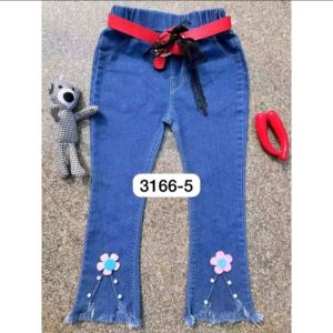 Celana Jeans Import Anak Cewek Perempuan 1-5 Th Melar Mutiara Pita Rawis Cutbray