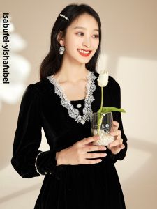 isabufei | Design V-neck Black Dress