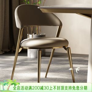 Accessible Luxury Dining Chair Fancy Household Minimalist Modern Restaurant Chair Stainless Steel Feet Backrest High-End Villa round Chair