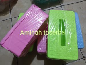 Kotak Tisu Plastik Warna-warni dengan Desain Anyaman untuk Kamar Mandi dan Ruang Tamu