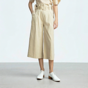 Designer Loose High Waist Simple Cropped Wide Leg Trousers