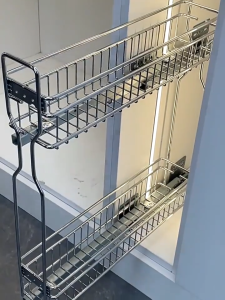 LXL 304 Stainless Condiments Rack Pull Out Basket for Cabinet Pullout Kitchen Racks Organizer Spice Rack