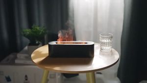 Newest RGB Flame Aroma Diffuser Humidifier USB Desktop Simulation Night light With 7 Colors Ultra-Quiet Aromatherapy Purifier