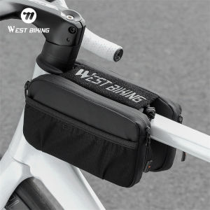 West Biking | WEST BIKING Multifunctional Bicycle Top Tube Bag Buckle Fixed Front Frame Bag Multi Pouch With Elastic Straps & Shoulder Strap