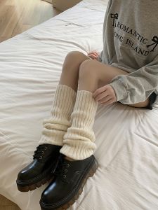 White Socks for Women Spring & Fall Thin Pile Style Foot Sock with Mary Jane Shoes Leg Warmer Slim Looking Modified Calf JK Tube Socks