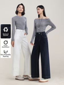 HIPPIE MISS | Faded-resistant Blue Denim Flared Pants For Petite Women