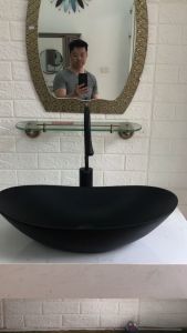 CHẬU RỬA MẶT DƯƠNG BÀN  LAVABO THUYỀN  ĐEN TUYỀN GRVL 0990