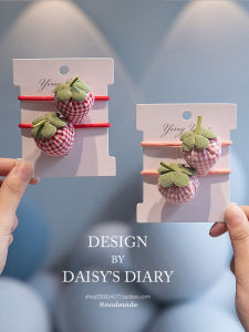 Cute Strawberry Fabric Hair Ties for Girls Baby Hair Bands Non-Damaging Hair Accessories Childrens Headwear Baby Hair Rings