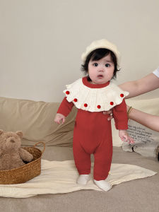 Baby Knitted Outfit Autumn Clothes Childrens Onesie Suit Newborn Baby Clothes Outdoor Clothes Korean Style Long Sleeve Suit