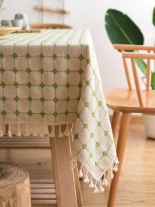 Modern Minimalist Plaid Tablecloth for Dining Room Living Room Coffee Table Restaurant Tablecloth Green Trendy Simple Style