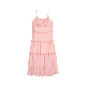 Elastic Knitted Mesh Ruffle Camisole and Cardigan Set