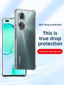 Henyou | Transparent Silicone Protective Case For Huawei Honor 50 Series Phones Four Corner Airbag Anti-fall Mens Womens Creative Mobile Phone Shell