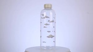 224Large Capacity 1000ml Transparent Gl Water Cup High Temperature Resistant Portable Cute Female Home Use Summer Water Bottle