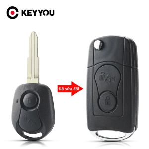 Vỏ Chìa Khóa Xe Điều Khiển Từ Xa 2 Nút KEYYOU Dành Cho SsangYong Actyon Kyron Rexton - Vỏ Lưỡi Dao Chưa Cắt Thiết Kế Gập Mở Chất Liệu ABS