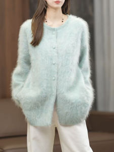 QINGNAER | Warm Stylish Blue Knit Cardigan