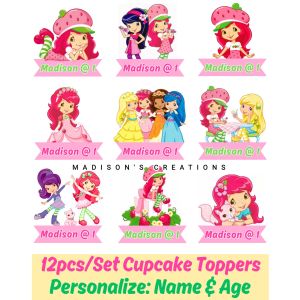Strawberry Shortcake Cake Topper (High-quality Personalize Ready-to-use)