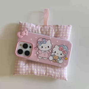 Cute Cartoon Pajamas Cartoon Cat 2-in-1 Jelly Case for iPhone 11 12 13 14 15 16 17 Pro Max Plus Air 16E Casing Anti-fingerprint Frosted Hard Cover for iPhone 13 Case