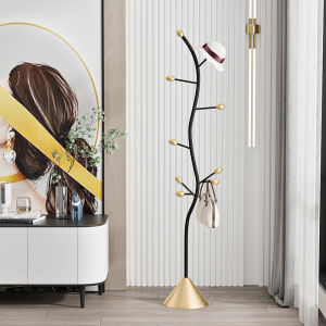 Floor Mounted Clothes Rack Luxury Style Metal Craft Adult Suitable Living Room Bedroom Corner Coat Hanger Mobile with Wheels Space Saving