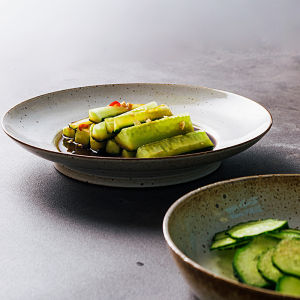 OMK Japanese Style Handmade Ceramic Tableware Set Deep Dish Dinner Plate set Spaghetti Plate Salah Bowl