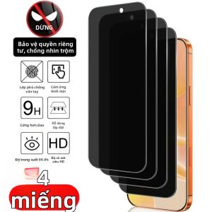 SFHOMIE | 4 Miếng Dán Bảo Vệ Màn Hình Chống Gián Điệp Cho iPhone 11/12/13/14/15/16/17 Pro Max Air Plus - Kính Cường Lực Bảo Mật Chống Vân Tay Chống Trầy Xước
