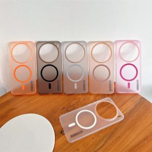 เคสสำหรับ Vivo X200 X200s พิเศษ X200โปรมินิ X100โปร X100s ฝ้าโปร่งแสงเคลือบด้านเคสโทรศัพท์วงแหวนแม่เหล็กในตัวฝาแข็งป้องกันสีเหลืองป้องกันลายนิ้วมือตก