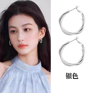 Fashionable 925 Silver Needle Twist Cross Ear Cufflinks Simple Ear Hole Ear Clips Elegant Lightweight Precise Ear Jewelry New Model