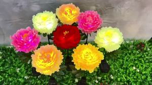 SXH led Solar Peony Ground Lamp Outdoor Courtyard Villa Decoration Lawn Lamp Balcony Landscape Simulation Festive Lantern