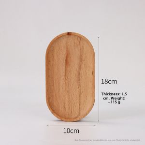 Japanese Style Wooden Tray Beech Wood round Coffee Cup Mat Elliptical Shaped Dining Tableware Handmade Craft General Purpose