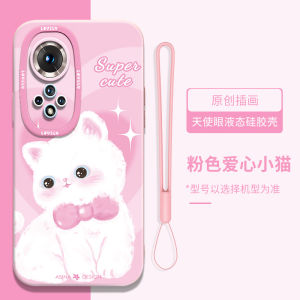 Good Night Cute Cat Liquid Silicone Phone Case Full Protection Anti-Fall for Honor 100 pro 90 pro 80 Cartoon Animal Design