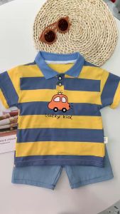 Childrens clothing set baby suit cartoon car pattern hundred short-sleeved outdoor casual pants