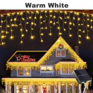 Solar Icicle String Lights 8 Modes Outdoor Solar Eaves Lights for Garden Patio Balcony Wedding Party Christmas Halloween Decor