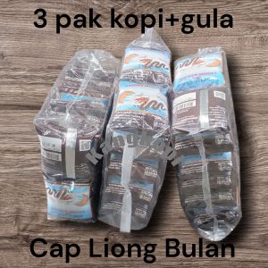 Kopi hitam + Gula Cap Liong Bulan 3 Pak ( isi 60 sachet )