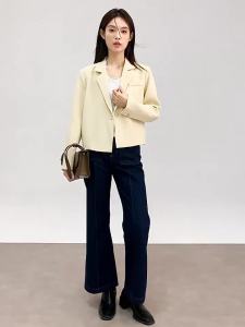 Notch Collar Design Shoulder Padded Blazer