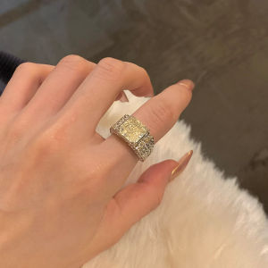 Fashionable Adjustable Open Ring Womens Jewelry Rock Texture Geometric Ring Elegant Simple Vintage Style Alloy Finger Ring