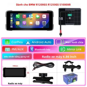 Jansite 6.86 Camera Hành Trình Xe Máy DVR Cho BMW R1200GS R1250GS S1000XR Màn Hình IPS Ống Kính Kép Cảm Biến G Phát Hiện Chuyển Động Carplay Android Auto Chống Nước