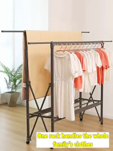 Furnish Fiesta Double Layer / Scalable Sampayan / Heavy Duty / Clothes Drying Rack / Wheels / Bottom Shelf / Home Balcony