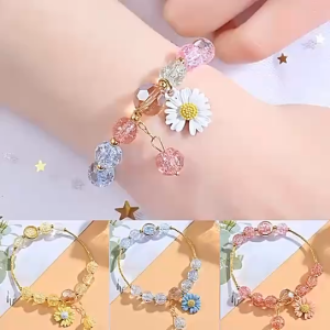 New Gelang bunga aster / gelang bunga matahari super premium 3d / gelang kristal berwarna warni
