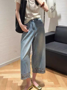 Shalldoer | กางเกงยีนส์ทรงตรงเอวสูงสไตล์ย้อนยุคสำหรับผู้หญิง กางเกงขายาวทรงหลวมบางระบายอากาศได้ดี ทรงขากระบอกเล็ก ฤดูร้อน 2025