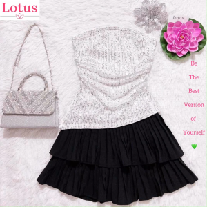 Lotus] Áo Ống Vạt Xéo Thiết Kế Tôn Dáng/ Áo Quây Đính Kim Sa Sequin Lấp Lánh Dự Tiệc/ Áo Lót Bra Mặc Vest Blazer