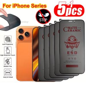 1-5PCS Matte Privacy Ceramic Film For iPhone 18 Pro Max 17 Pro Max 16 13 15 12 11 Air 14 8 XR XS Screen Protector Anti-Spy Film