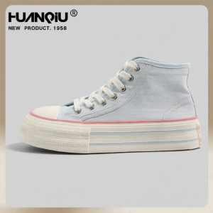 HuanQiu | Womens Summer High-top Thick Sole Canvas Shoes
