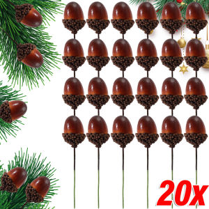 YESPERY 20Pcs Mini Artificial Acorns Foam Fake Nuts Pine Cones Berry Christmas Tree Decoration ﻿